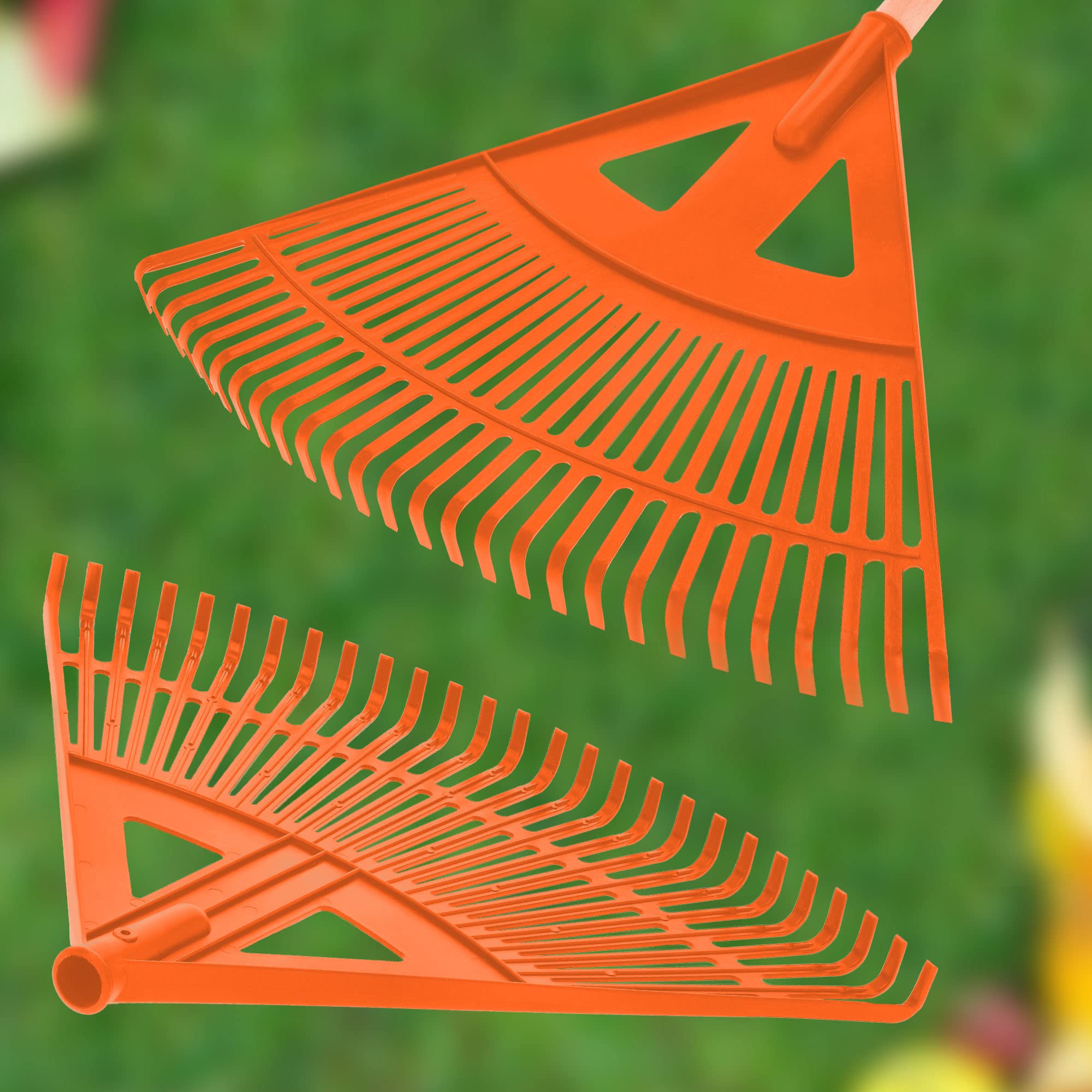 KOTARBAU® Rastrello per Foglie - Plastica - 58 cm - Arancione - Rastrello Giardino - con Manico - Rastrelli - per Foglie - Erba - Siepi Leggero - Resistente - Universale