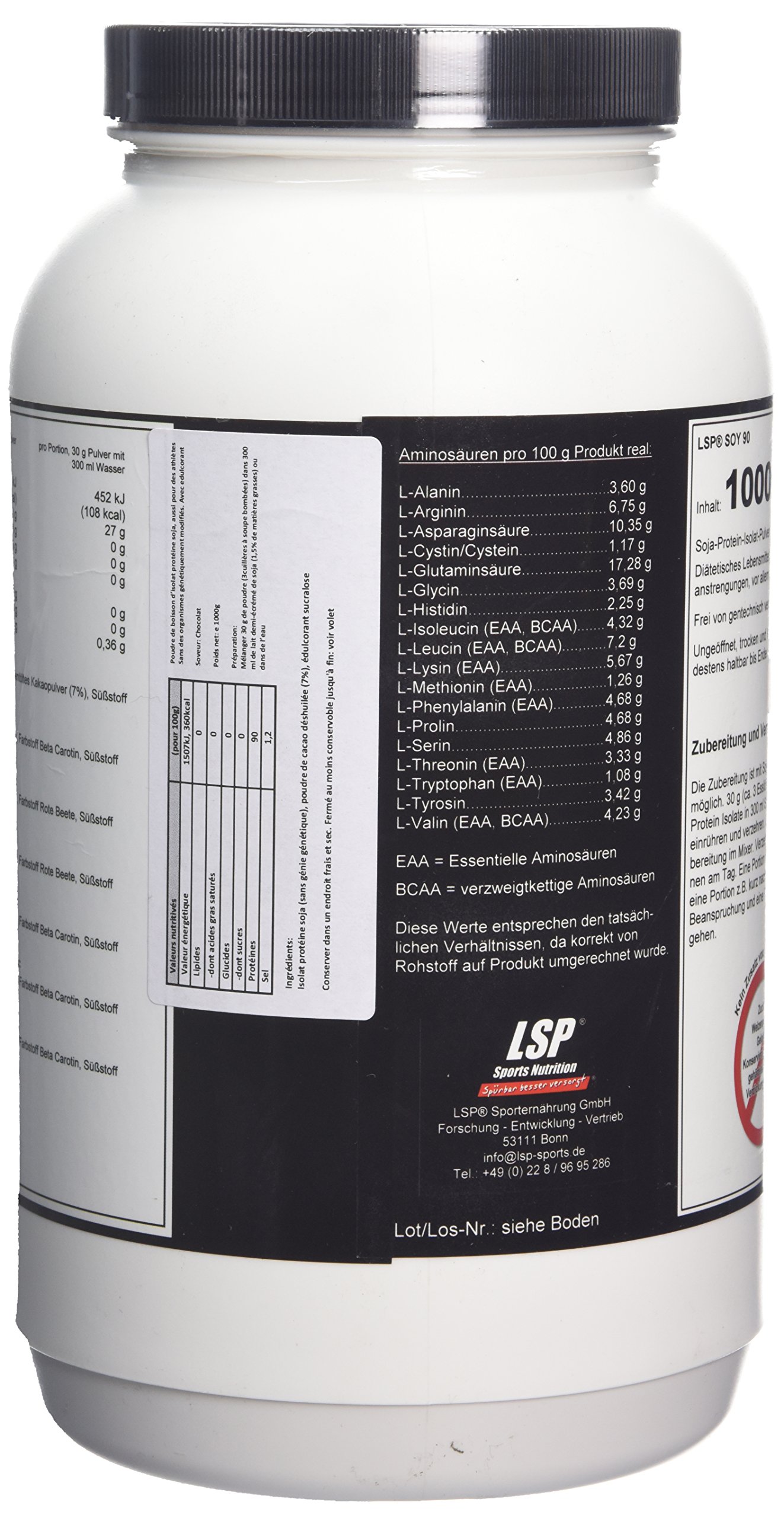 LSP Soy 90 (Sojaprotein 100% Vegan) Schoko, 1er Pack (1 x 1 kg)