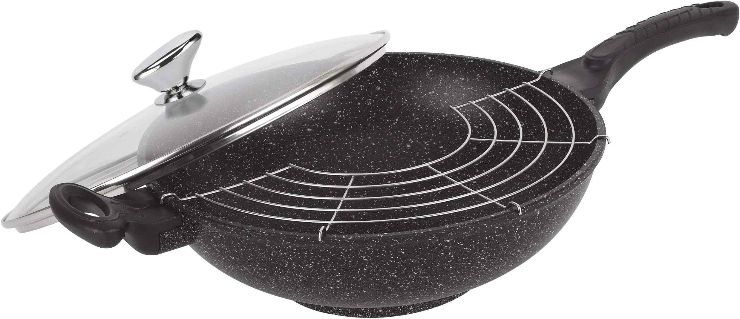 Pradel Excellence 52885M Imitation Stone Wok with Glass Lid, 32 cm