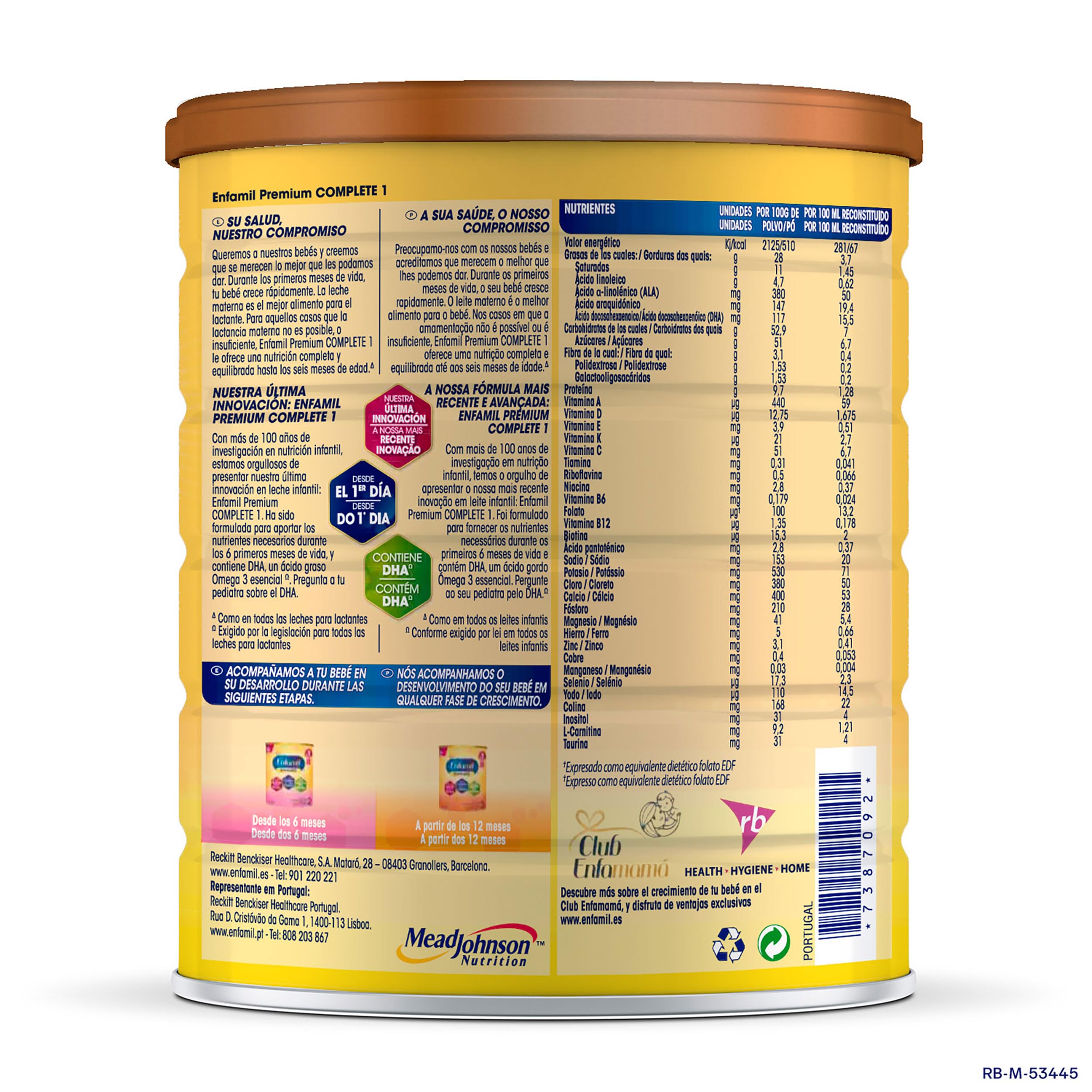 Enfamil Complete 1 Leche infantil para lactantes de 0 a 6 meses de edad, fórmula para bebés recién nacidos - 800 gr (Paquete de 4)