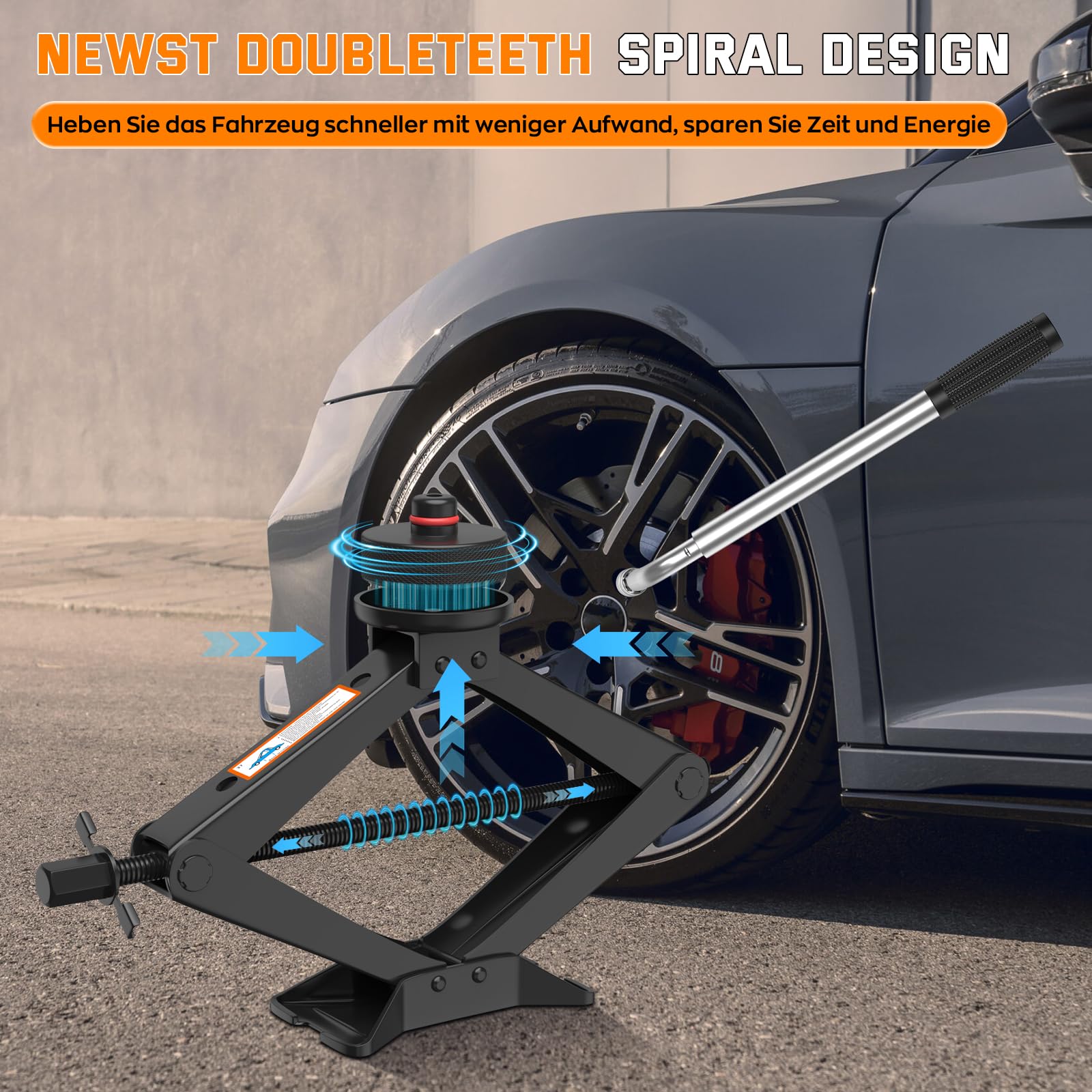 IMAYCC Cric Per Auto 3T/3000kg,Universale Cric Auto per Tesla Con Tampone In Gomma,Cric Portatile Per Auto Con Chiave Per Dadi Ruota,Kit Emergenza Auto Per Tesla 3/Y/S/X Manutenzione e Riparazione