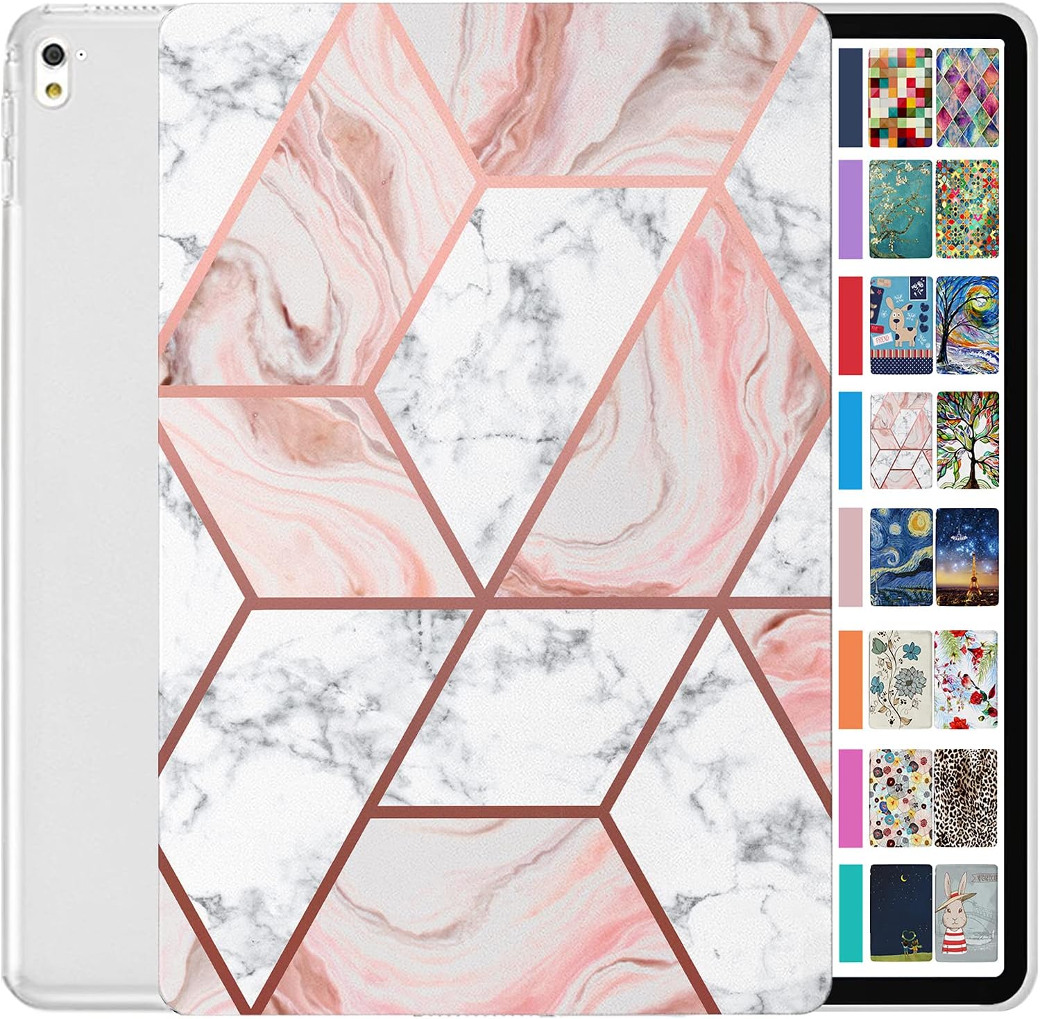 DuraSafe Cases for iPad Pro 2016 9.7 Inch [ Pro 9.7 ] A1673 A1674 A1675 MLMP2LL/A MM172LL/A MLMN2LL/A MLMW2LL/A Printed Slim Hard Shell Protective Stand Cover - Marble Pink