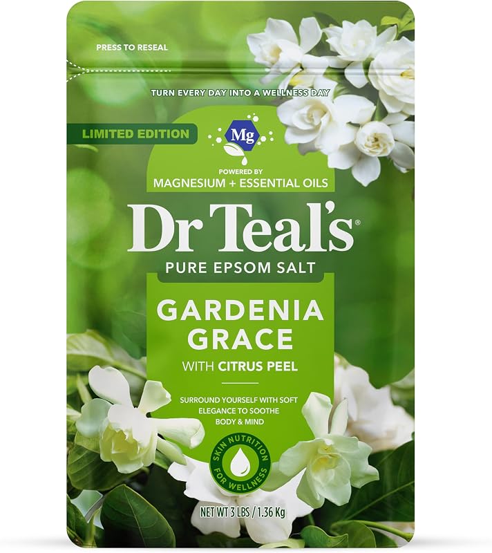 Sal de Epsom Dr Teal's com sulfato de magnésio e fragrância Gardenia Grace, 1,36 kg