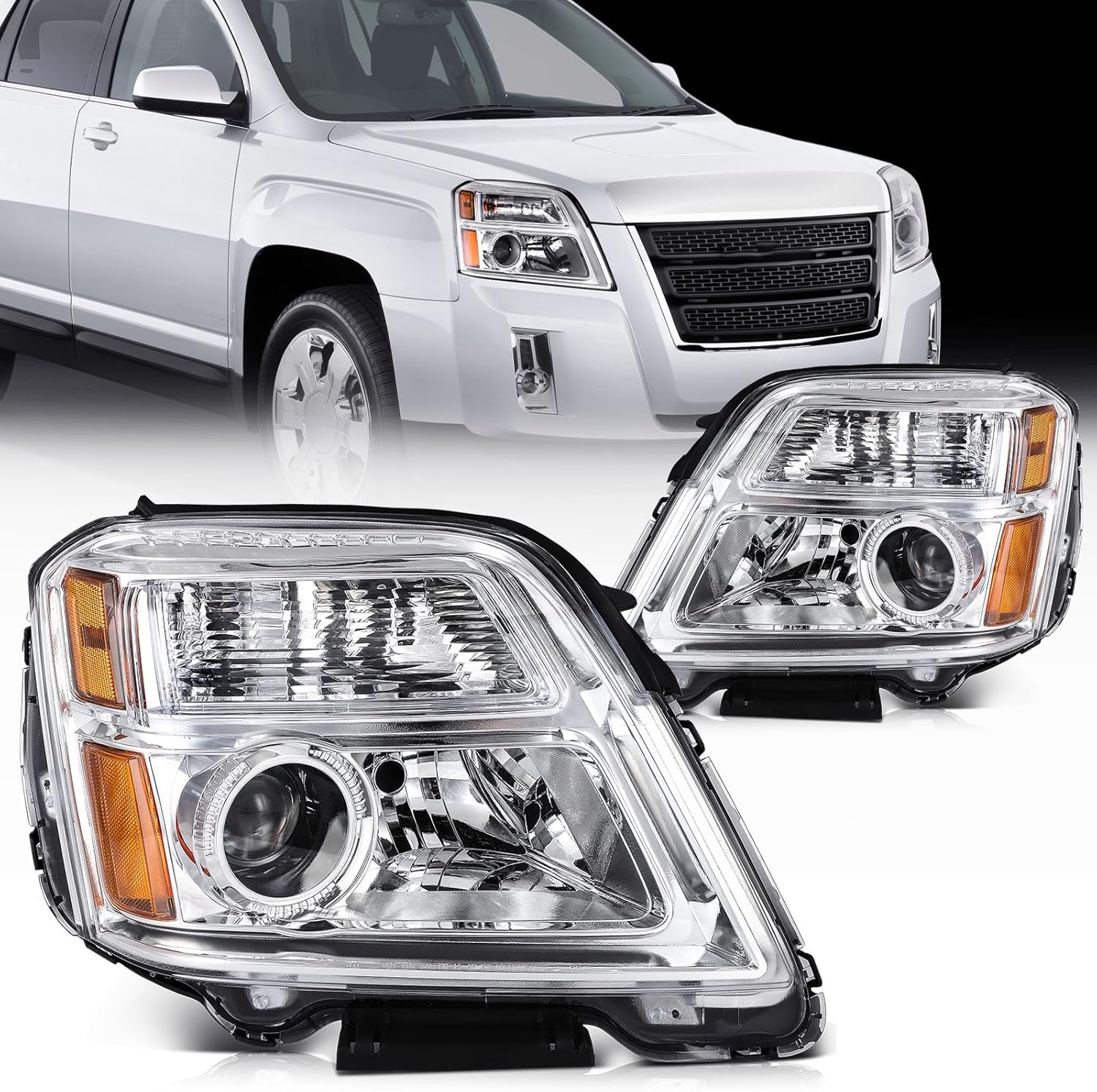 ECCPP Headlight Assembly for GMC Terrain 2010-2015 Driver and Passenger Side Headlamps