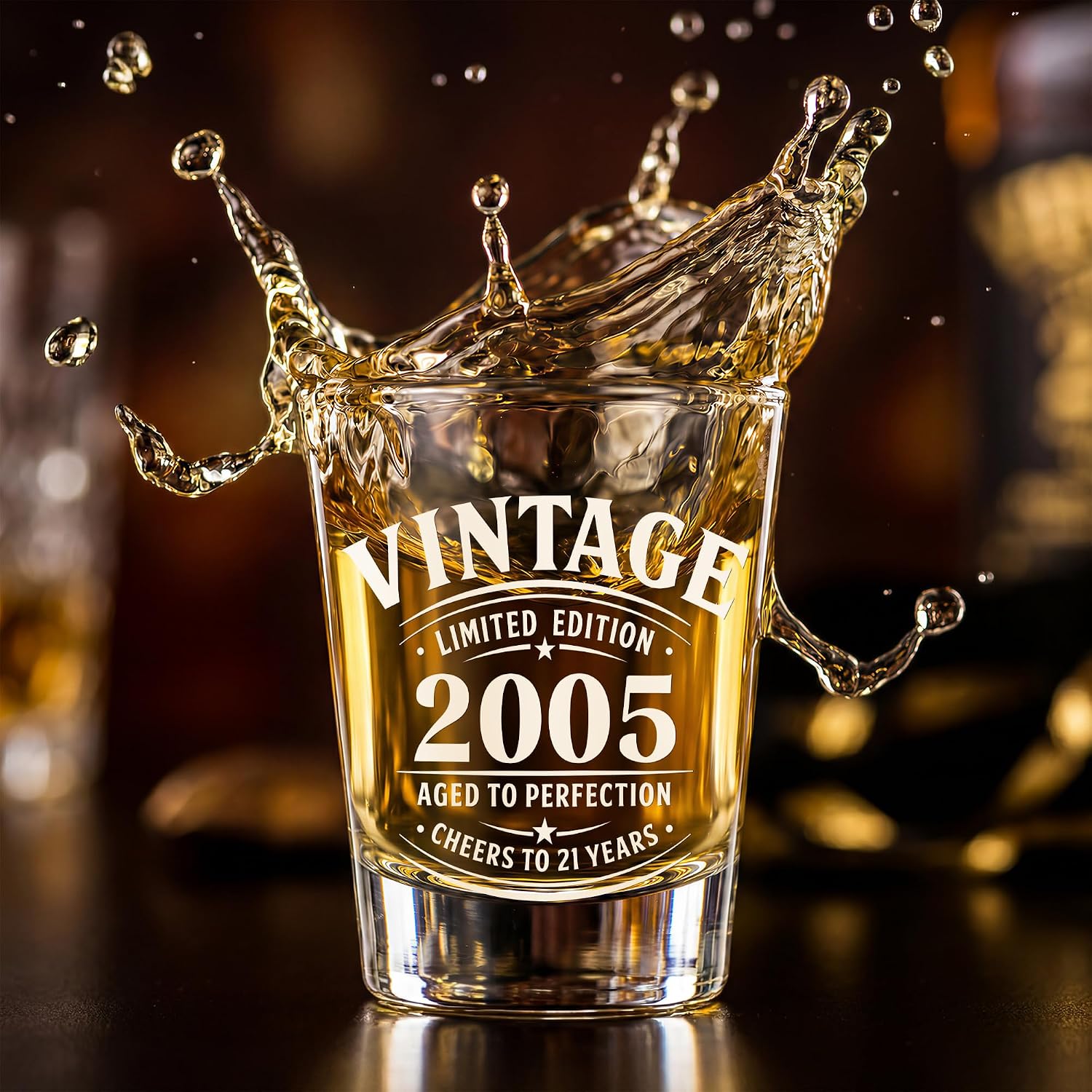 LIGHTEN LIFE 21st Birthday Gifts for Him,2005 Shot Glasses with Wooden Box