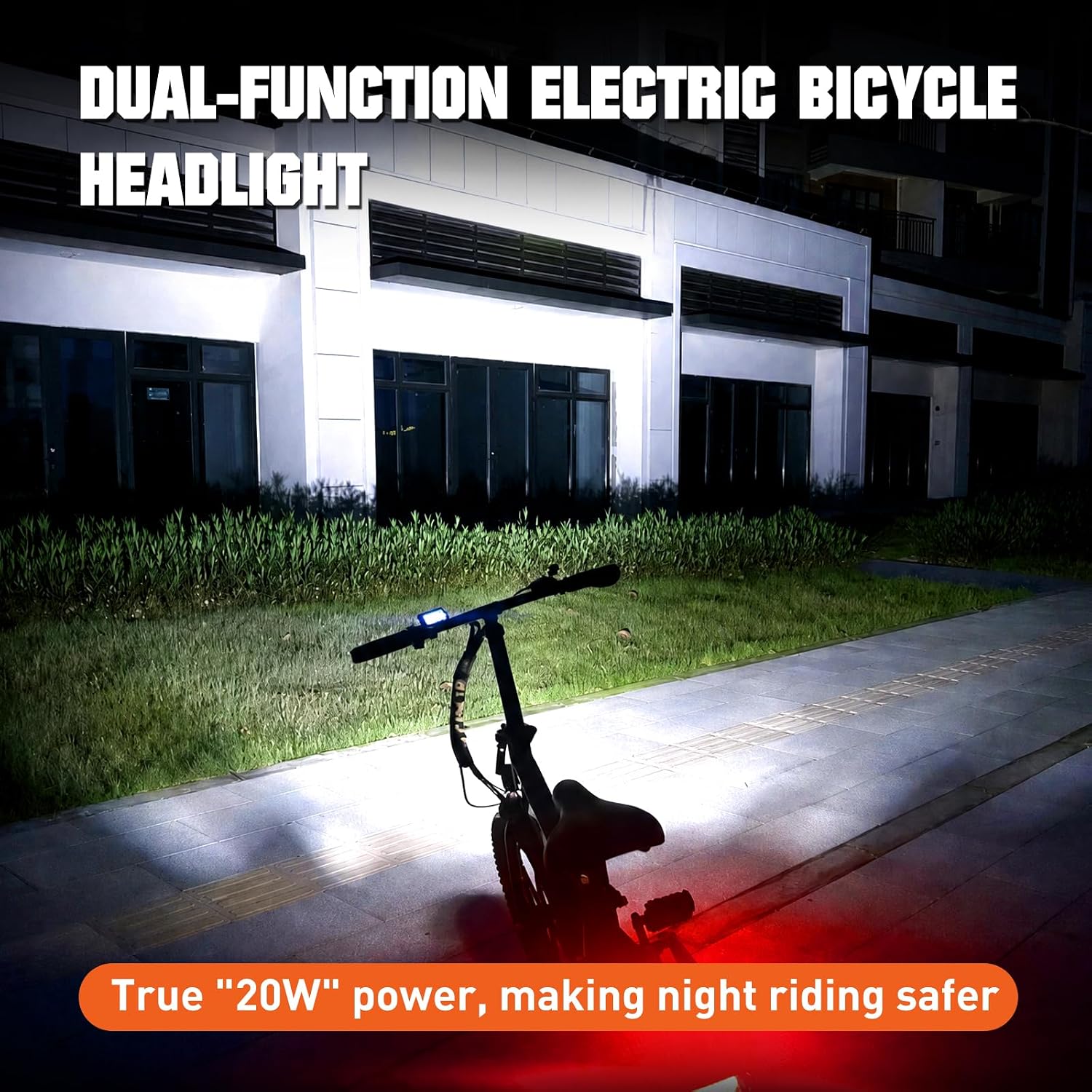 Electric Bike Headlight Kit，20W 6000-6500K, 2000LM Waterproof 3-Pin Plug & Play,Mount Bracket Included, Compatible with Ridstar Q20/Q20 Lite/Q20 Pro/Motorcycle/Truck/ATV/UTV/SUV/Boat