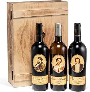Baron Philippe de Rothschild - Wein Geschenk-Set 'Barons et Baronne' - wertvoller Bordeaux in edler Vintage-Holzkiste (3 x 0,75 l) - Luxusgeschenk für Kenner und Genießer