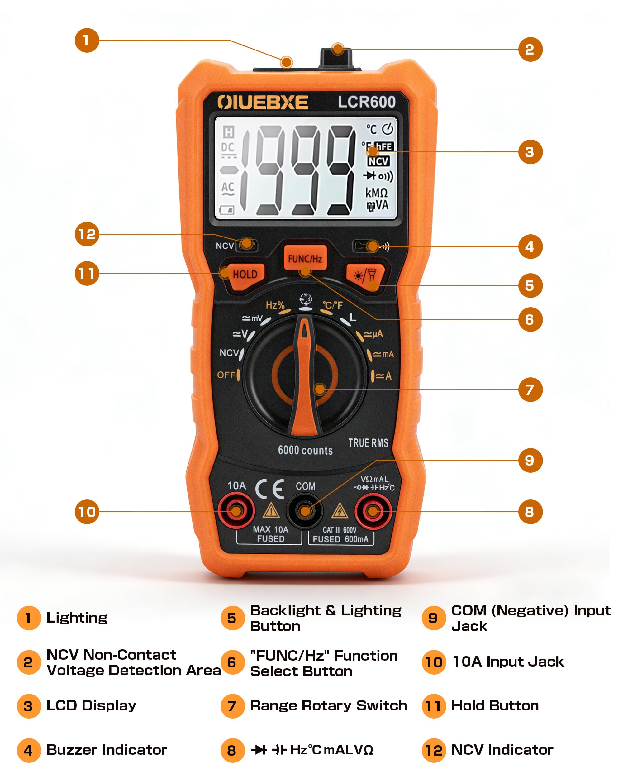 LCR600 LCR Meter Multimeter,AC/DC Voltage,Capacitance,Inductance,Resistance — Amazon image 5