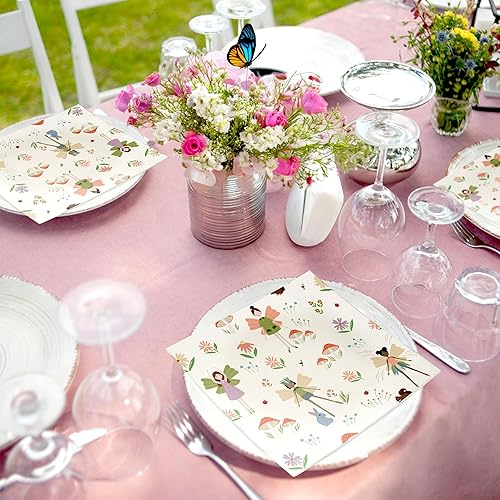 Miniatura 3 de Juego de 6 servilletas de tela de hadas del bosque para niñas, decoración de fiesta para niñas, diseño de bosque encantado y hada, cumpleaños, baby