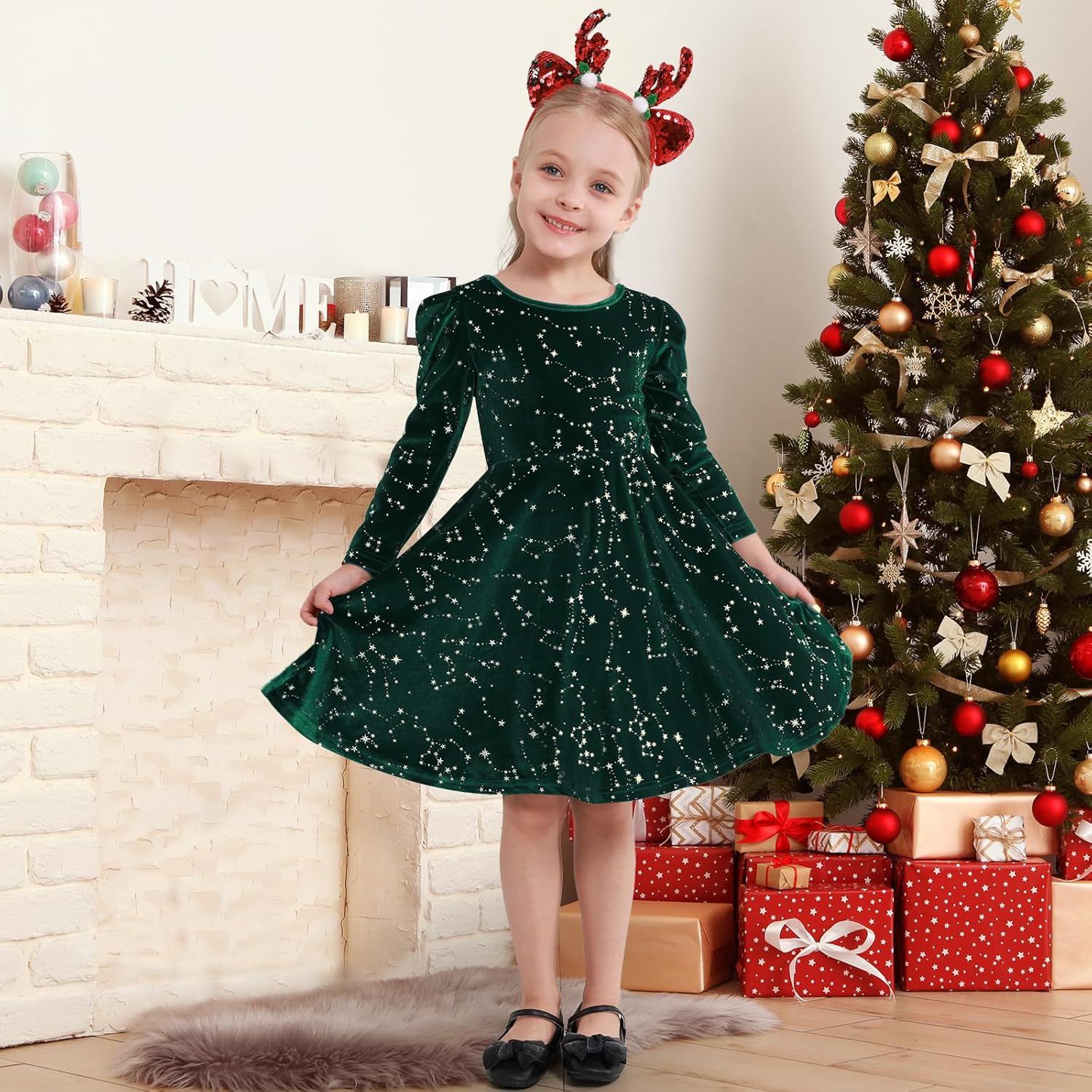 Girls Velvet Dresses Kids Long Sleeve Bow Back Holiday Party Dress Toddler Fall Winter Clothes 3-8 Years - Image 2