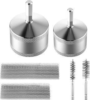 Copper Pipe Cleaner for Drill with 1/4" Hex Shank & Brush Blades & Metal Pipe Cleaning Brush, Tube Thread Cleaner, Plumbing Tools for Plumber Removing Rust, HVAC Stain Removal(1/2" 3/4",2 Piece)