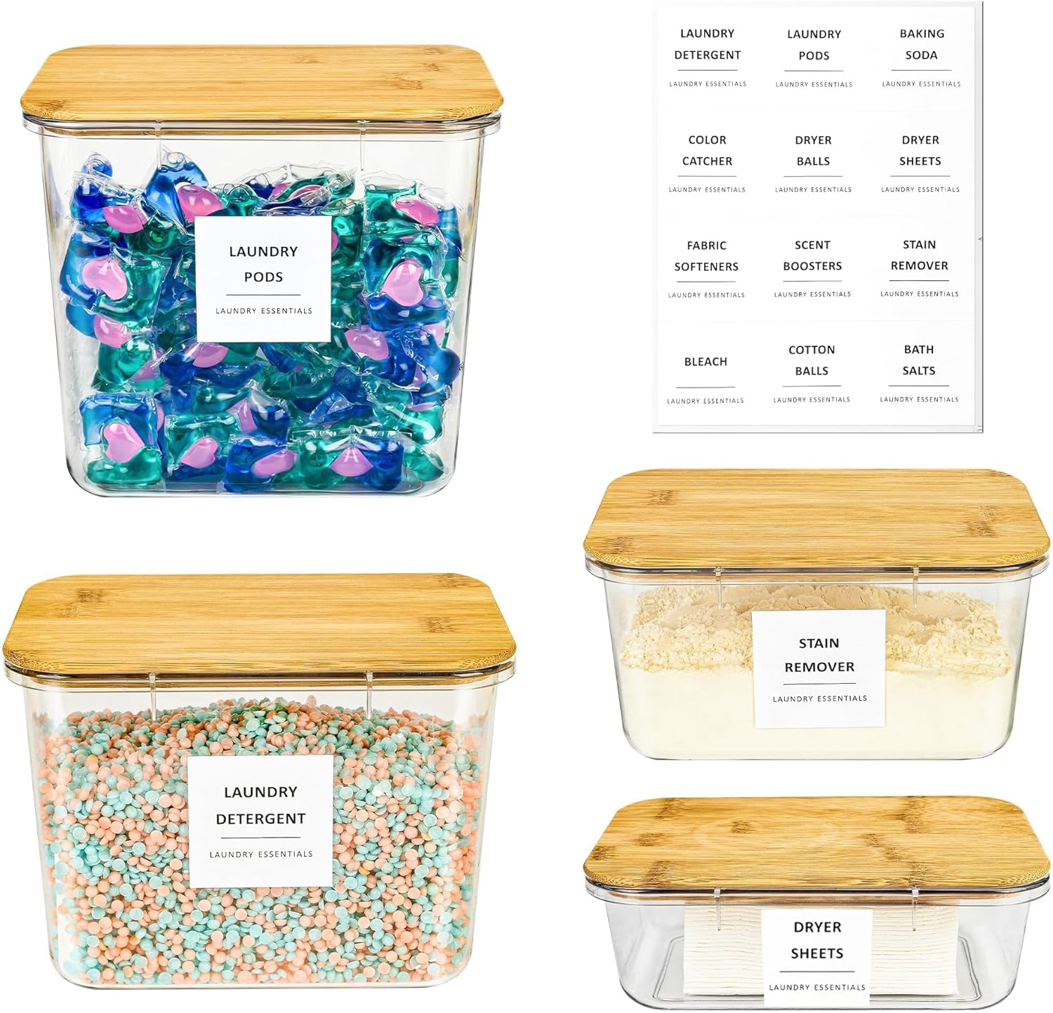 DIDROOM 4 Pack Laundry Room Organization Storage Containers, Laundry Containers, Laundry Pods Container With Lids, Laundry Containers For Organizing Labels For Laundry Room Organization Containers DIDROOM 4 Pack Laundry Room Organization Storage Containers, Laundry Containers, Laundry Pods Container With Lids, Laundry Containers For Organizing Labels For Laundry Room Organization Containers