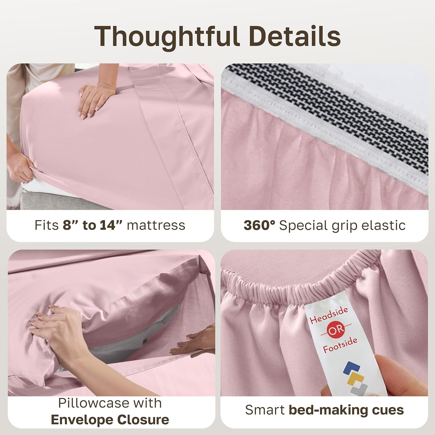 California Design Den Soft 100% Organic Cotton Bed Sheets Twin Size Set with Deep Pockets - Crisp Percale Sheets, Breathable and Durable Bedding Set (Pink - Chalky Tone) thumbnail