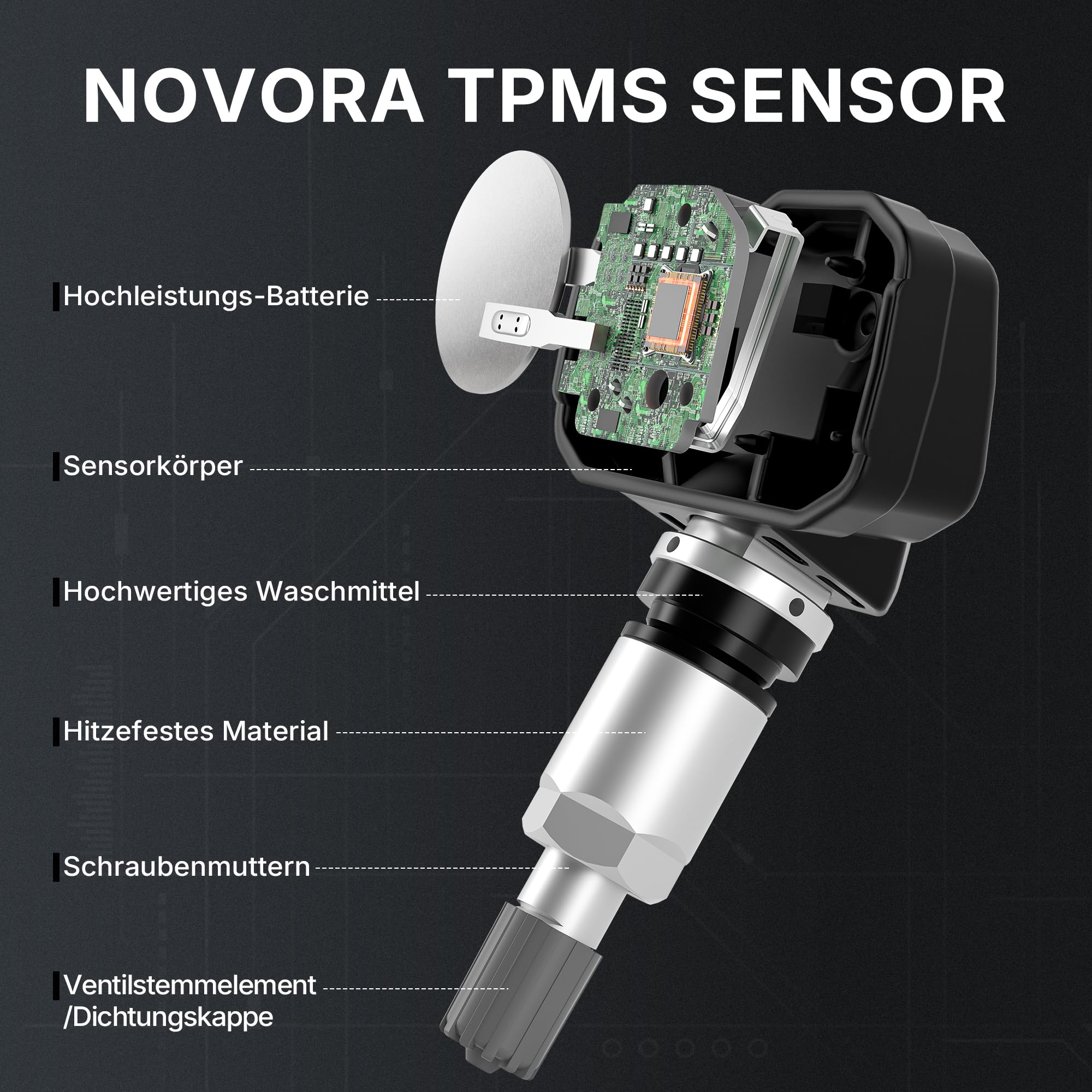4 Stück TPMS Reifendrucksensor Vorprogrammierter Variabler Winkel | Reifendrucksensor für Porsche Audi BMW Opel Ersatz für A0009050030,5Q0907275,433MHz