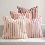 MIULEE Boîte de 4 Couvertures d'oreillers à jer rayées bleu marine 18x18 Inch.Coussin décoratif pour chambre à coucher Coussins Cozy Home Décor Oreillers avec design rayé