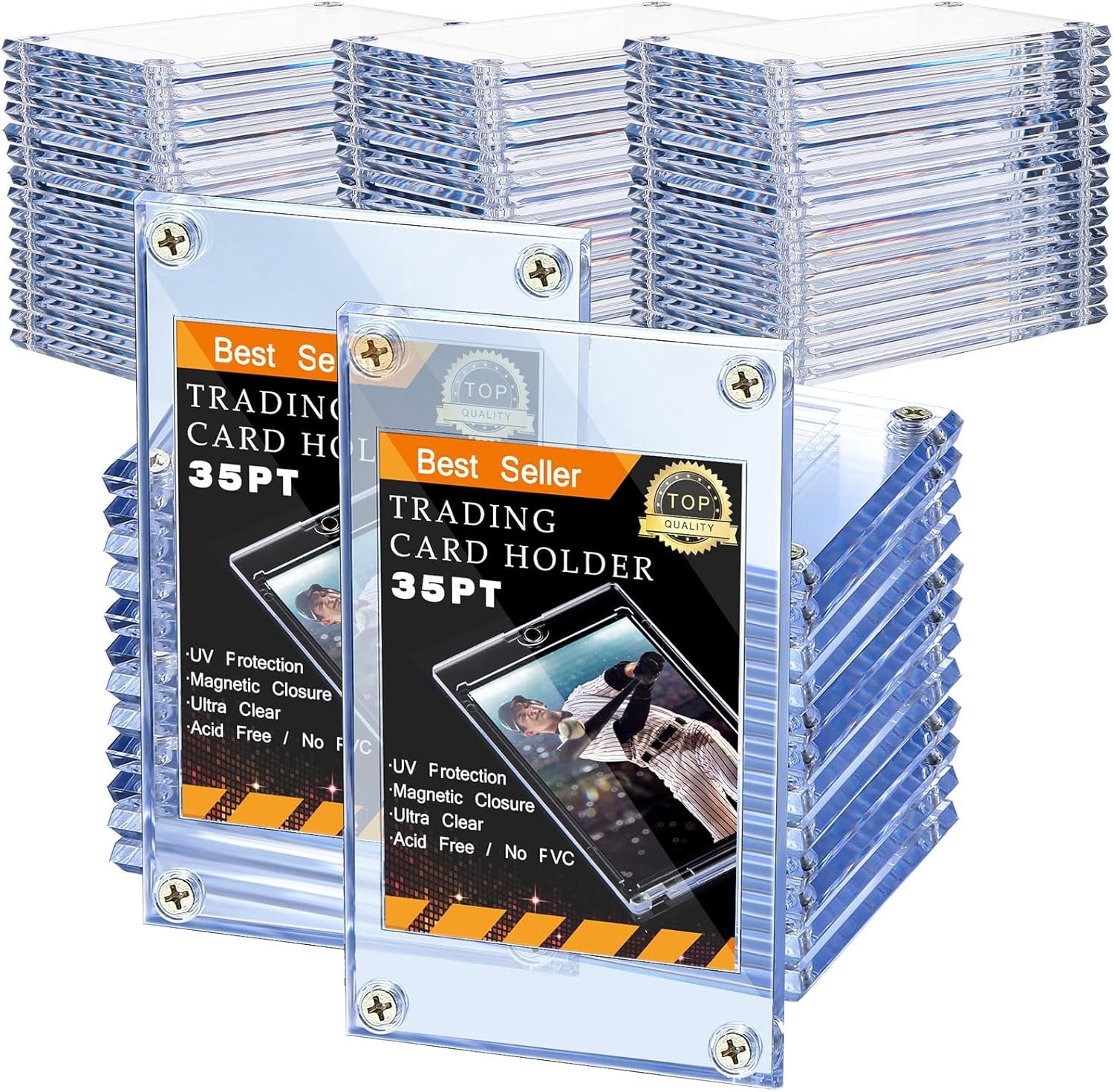 Protector de tarjeta acrílico con tornillo, protector de tarjeta de béisbol de 35 PT, protectores transparentes para tarjetas de béisbol, fútbol,