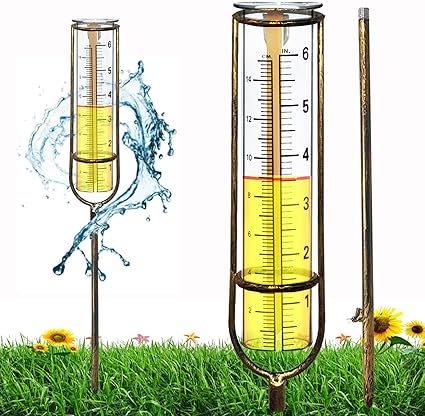 BIUWING Rain Gauge, Glass rain Gauge Outdoor, rain gauges for Yard with  Stake Best Rated, Decorative for Garden, Deck, Lawn, Landscape (Copper rain  ...