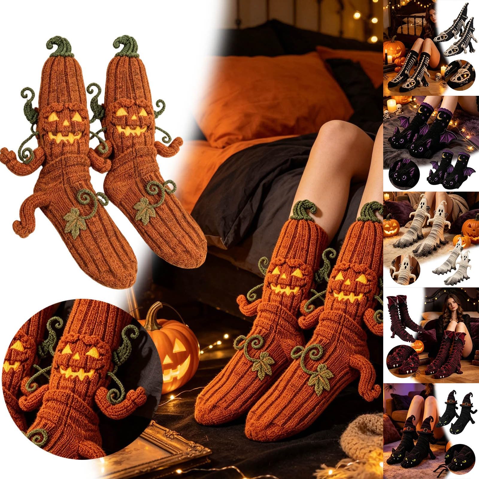 Générique Chaussettes Fantaisie Halloween Unisexes 3D Drôles Costume Soirée