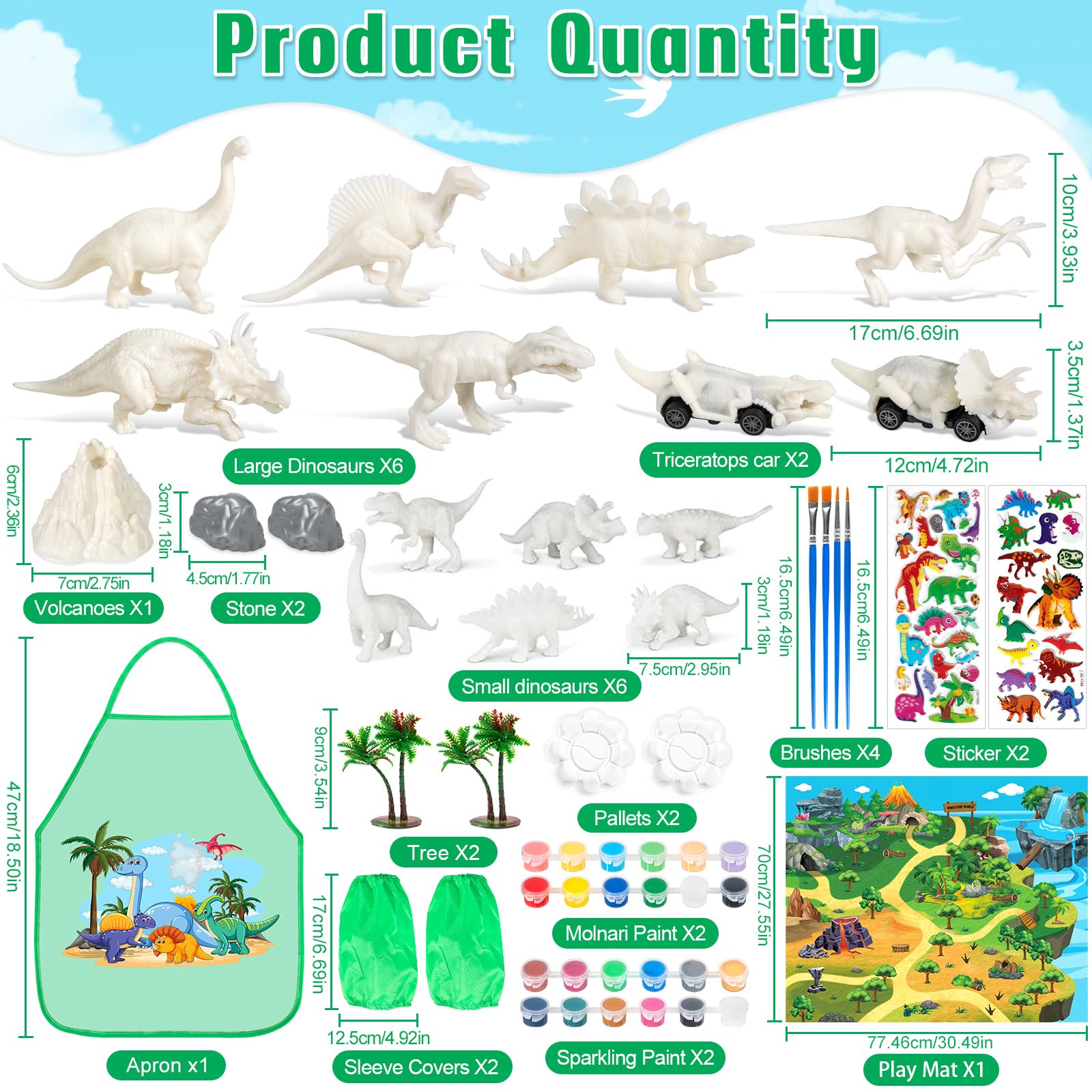 Kit De Peinture Dinosaures Et Animaux Pour Enfants - 6 Ou 8 Figurines 3D à Colorier, 4/6 Pinceaux, 6 Couleurs - Cadeau Créatif 3-8 Ans
