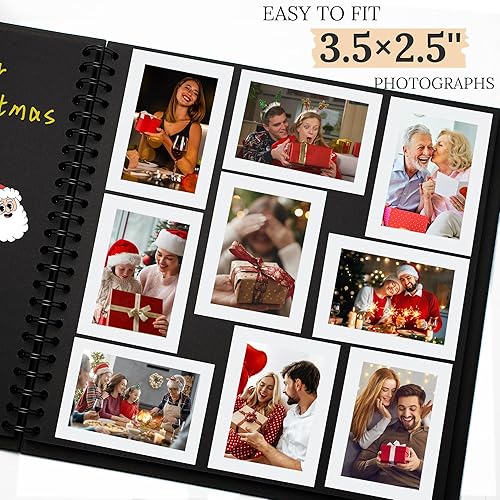 Vista 109 de Álbum de recortes de 8 x 8 pulgadas, álbum de recortes de papel kraft de tapa dura, álbumes de fotos, 40 páginas, perfecto para fotos de 4 x 6 / 5 x