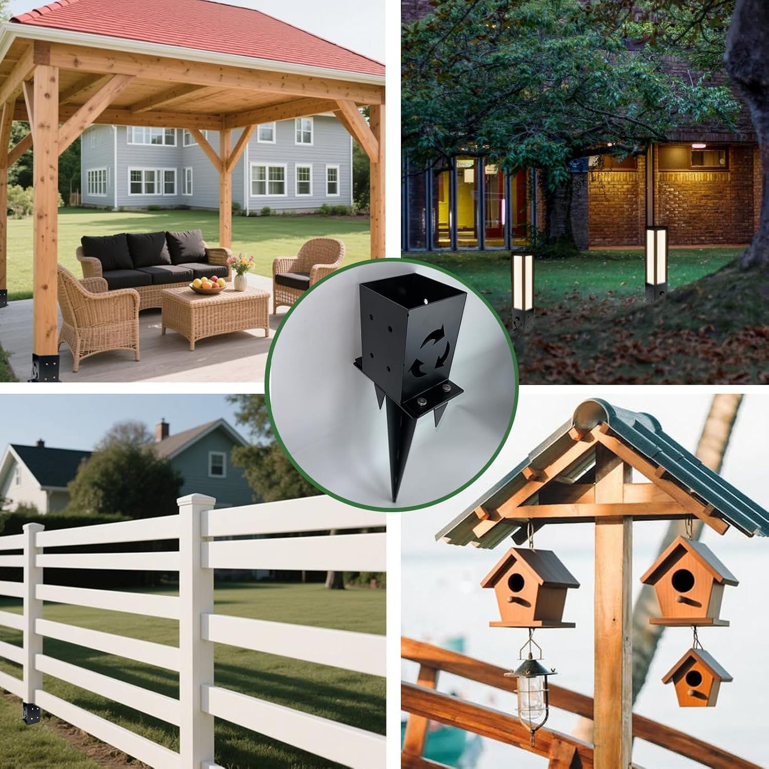 2 Pcs 4"x4" Fence Post Anchor,（Inner Size 3.9"x3.9"）,Metal Fence Post Anchor Ground Spike for Outdoor Support Deck,Fence,Porch,Railing,Bird Feeder,Mailbox