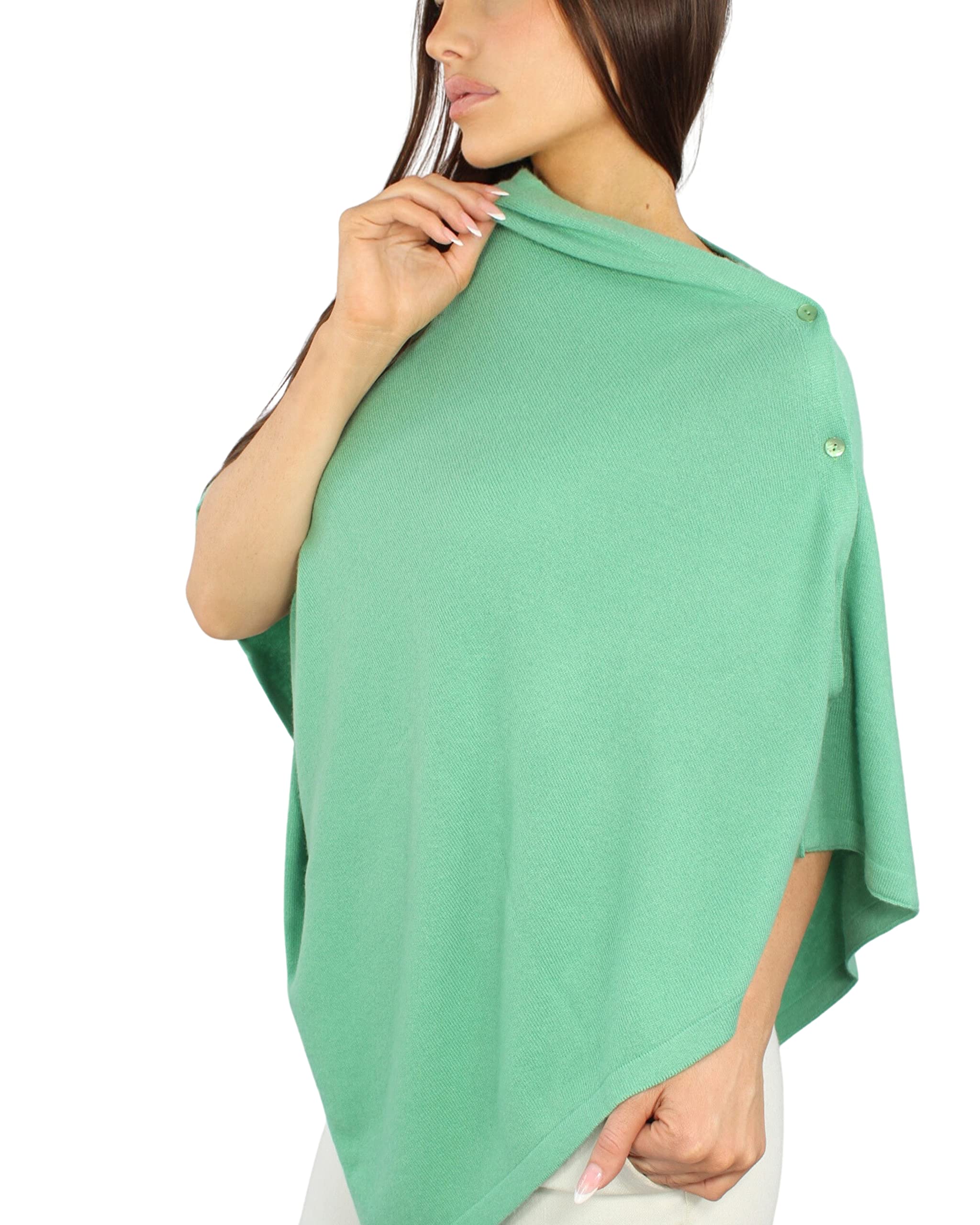 Win's Poncho de cachemir mezclado para mujer - Hecho en Italia, verde manzana, Talla única