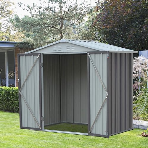 Miniatura 6 de Cobertizo de almacenamiento de acero de 6 x 4 pies - para techo de patio trasero, cobertizo de jardín de acero, herramientas de césped al aire libre