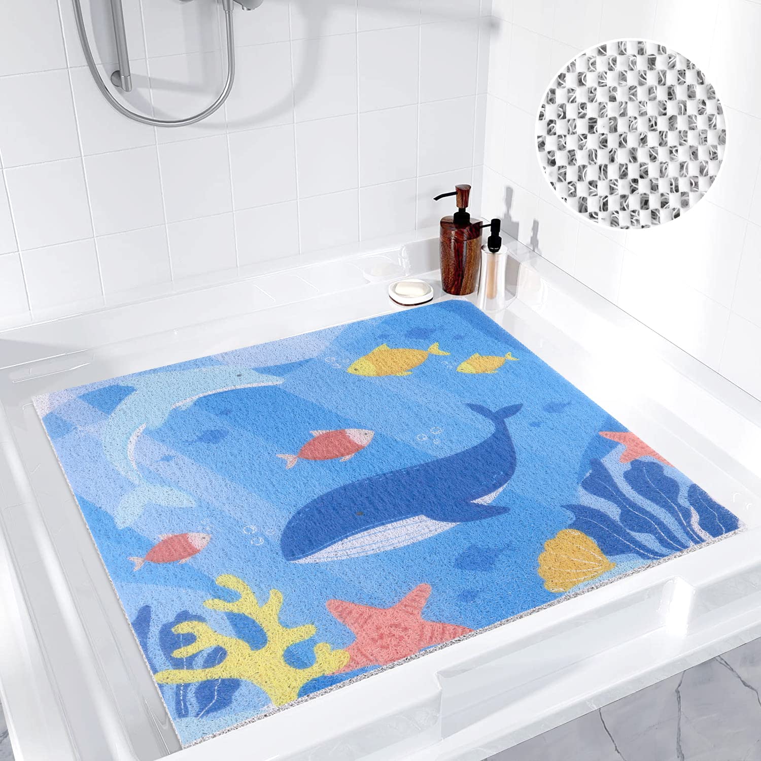 Duschmatte Rutschfest 60x60cm - Weich, Schnell Trocknend, Zuschneidbar