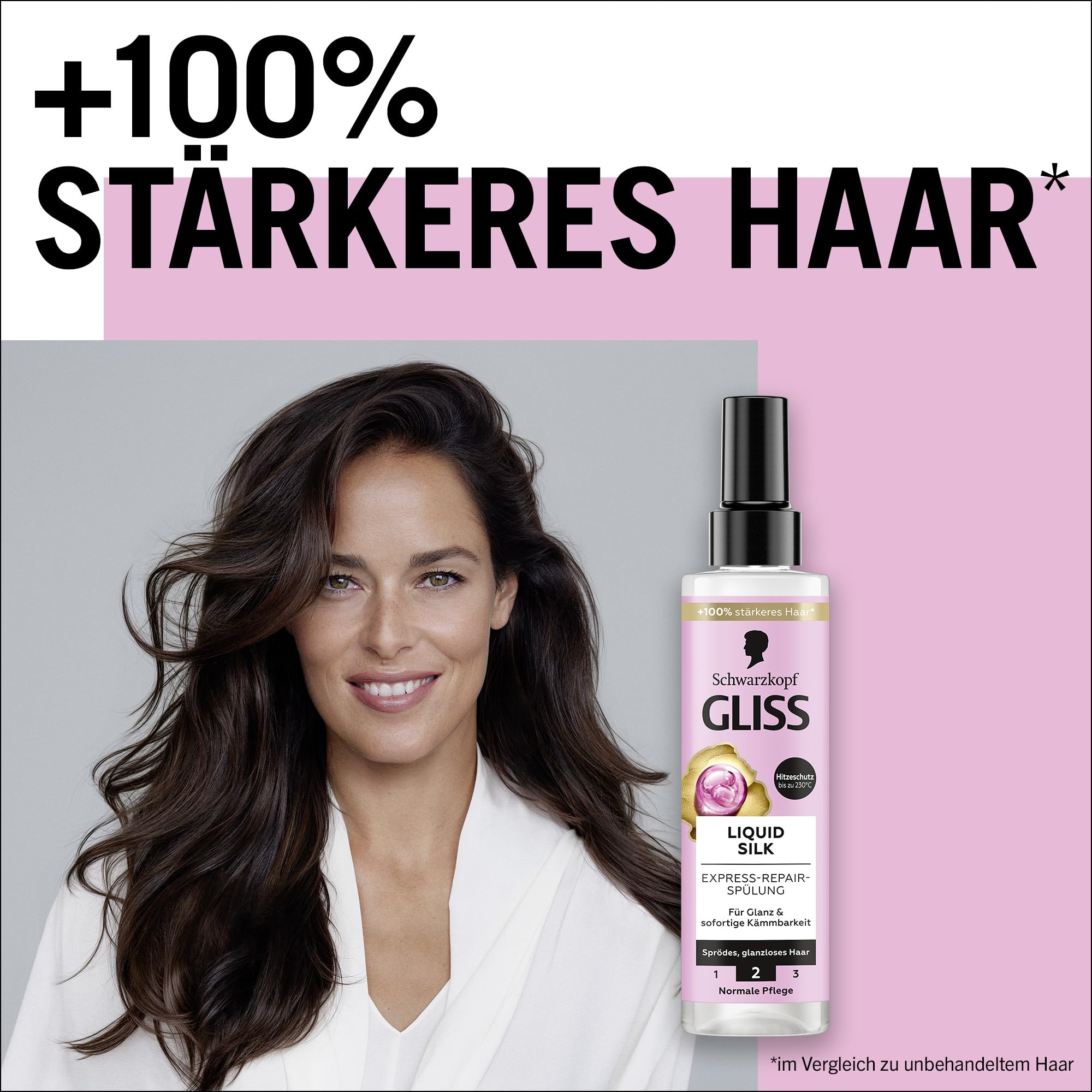 Gliss Express-Repair Liquid Silk odżywka do włosów (200 ml), odżywka do włosów dla wyjątkowo miękkich włosów, odżywka pielęgnacyjna z ochroną przed wysoką temperaturą do 230°C