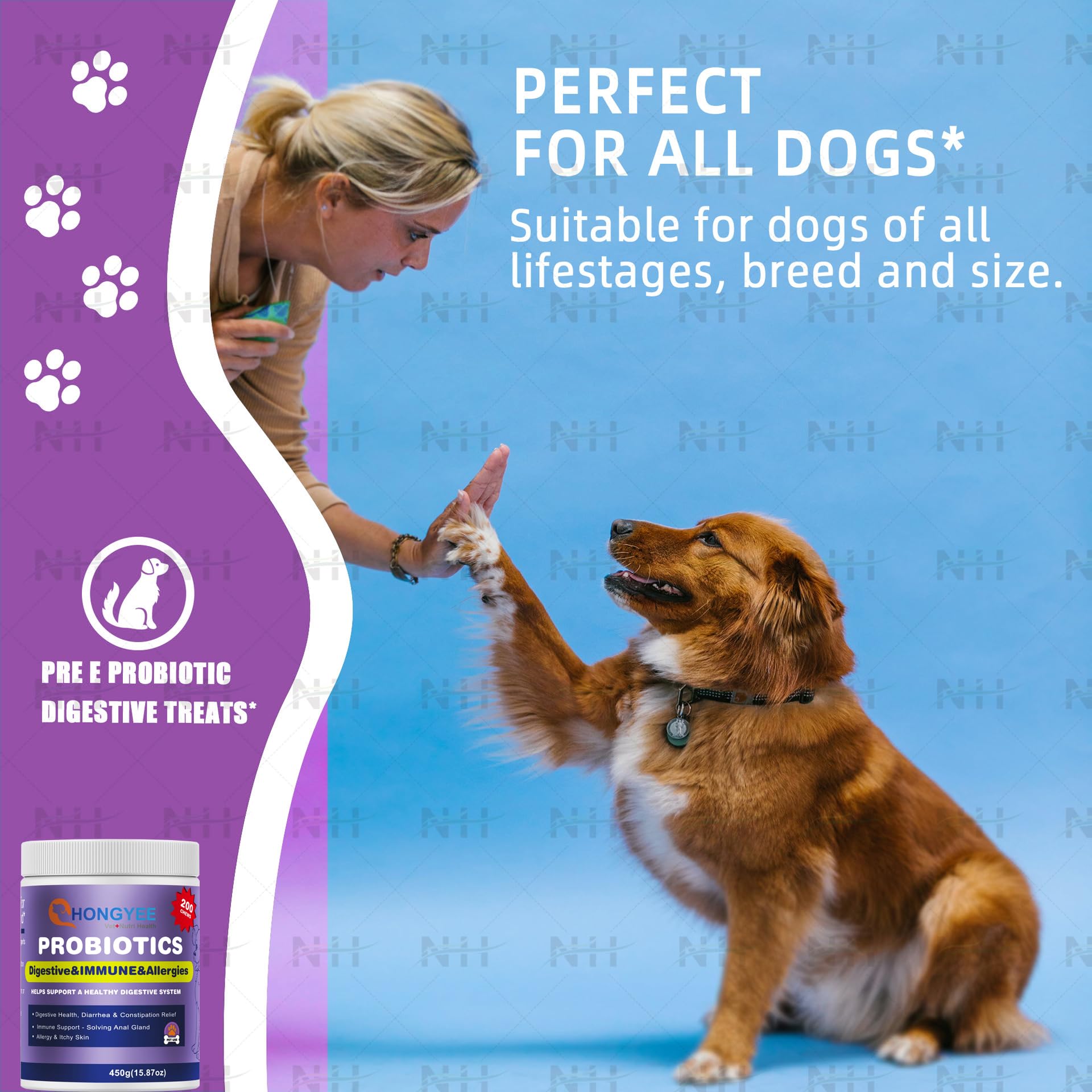 Probiotici & Enzimi Snacks 200 Pezzi, Con Papaya, Zucca, Krill oi, Per Cani, Salute intestinale dei gatti, Nessun Odore, Costipazione, Diarrea, Glanda anale, Digestione, Veterinario Approvato -450g