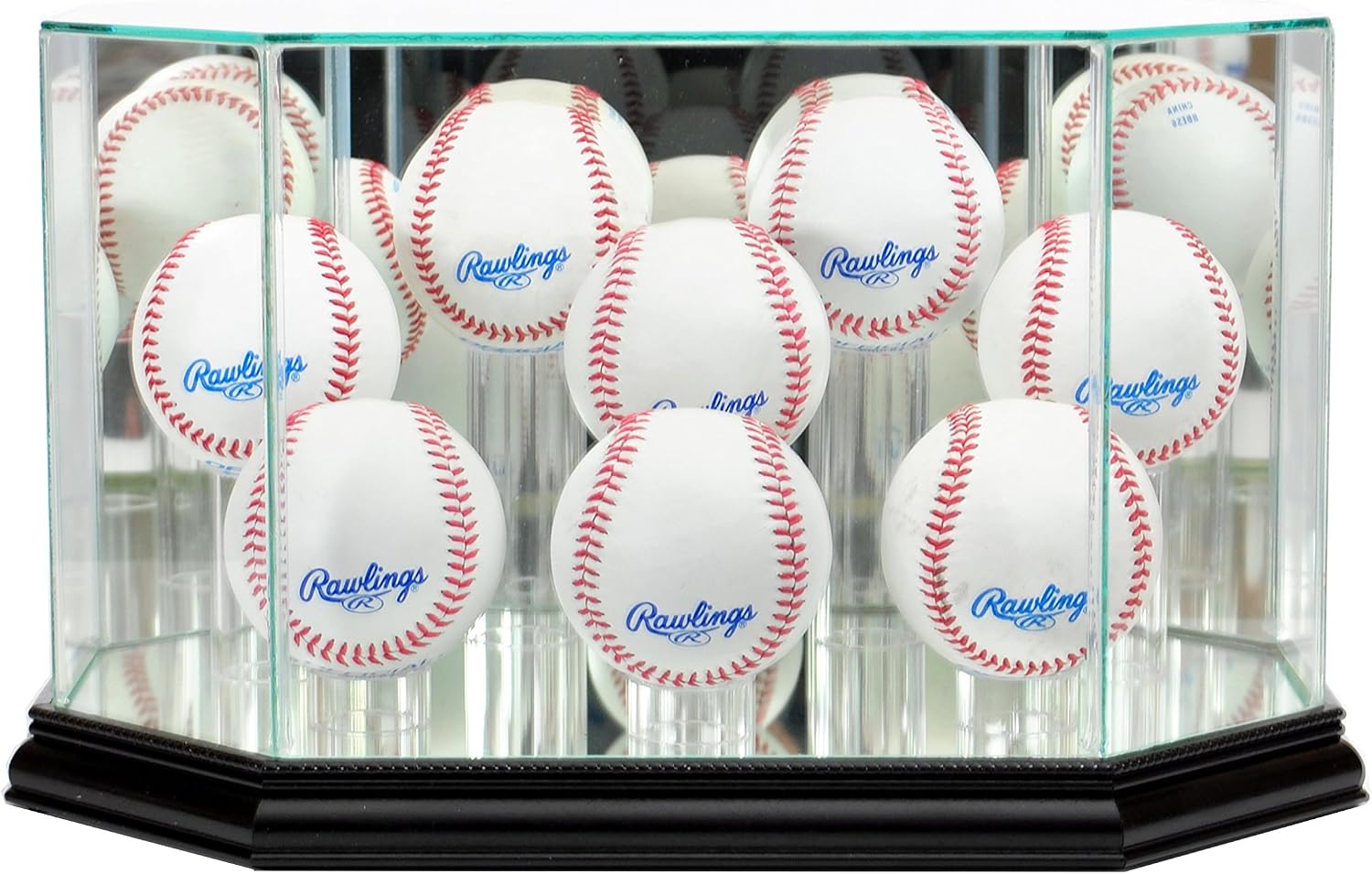 Octagon 8 Baseball Display Case - Walnut
