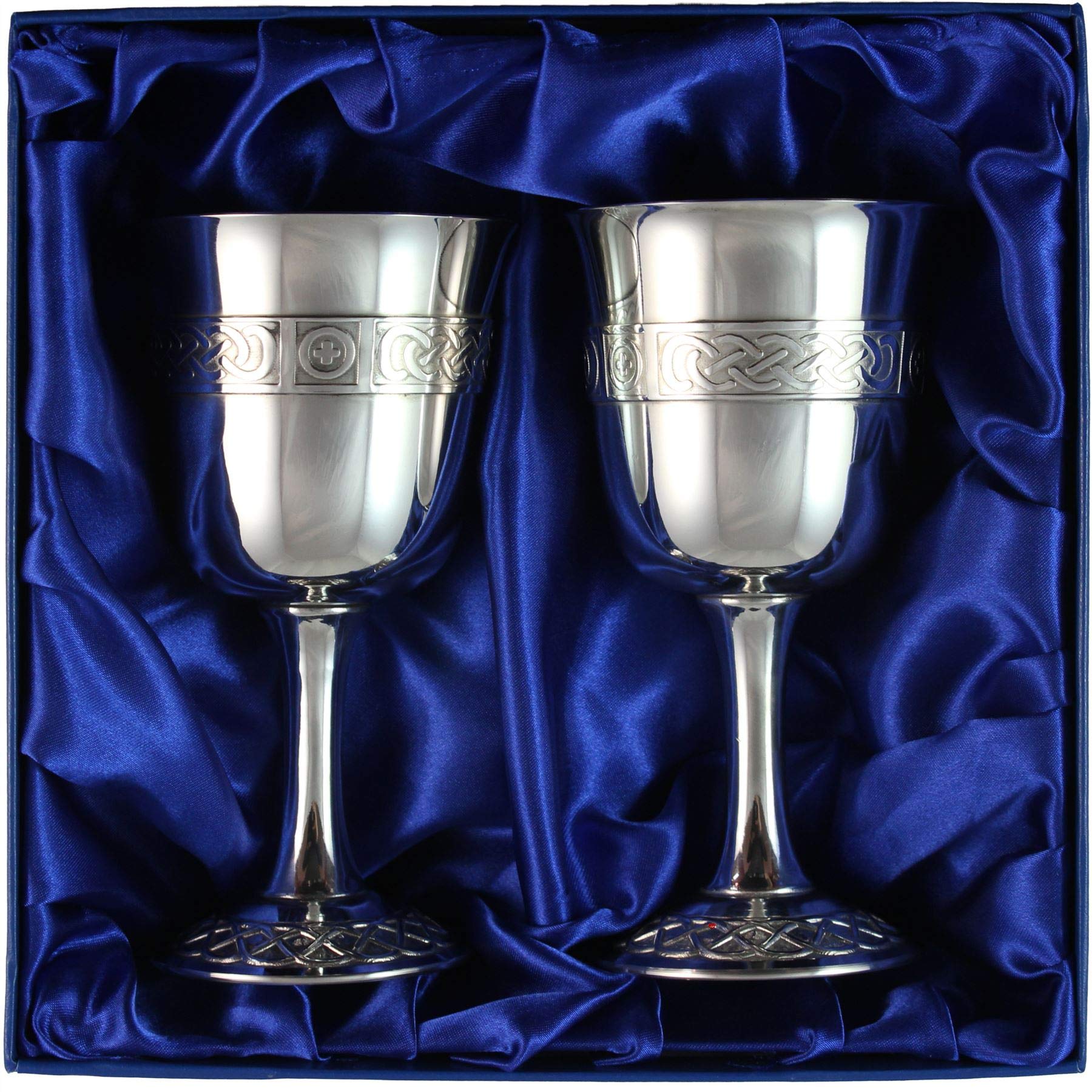 I LUV LTD Calici Medievali in Peltro con Stemma Presentazione Regalo Nozze in Scatola