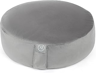 Meditation Cushion Bolster Pillow for Restorative Yoga – Supportive Cushion for Meditation, Pilates, and Relaxation – Filled with Buckwheat Hulls - Removable Cover