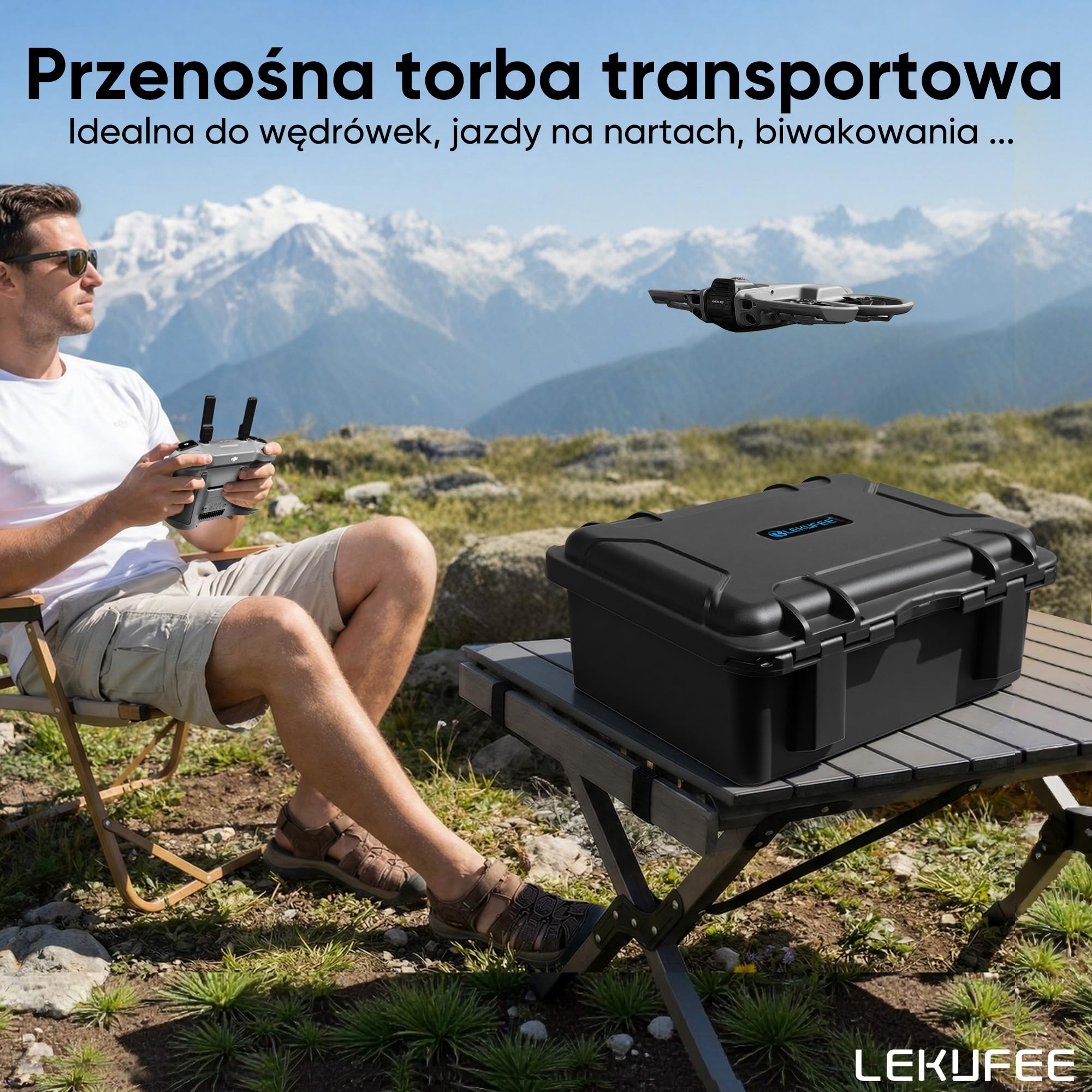 Lekufee Wodoodporna twarda walizka transportowa do drona DJI Avata 360, Motion Fly More Combo, baterii (5 szt.), Goggles N3/3, RC Motion 3, DJI RC 2/N3/N2, kontrolera FPV 3 oraz akcesoriów (tylko w