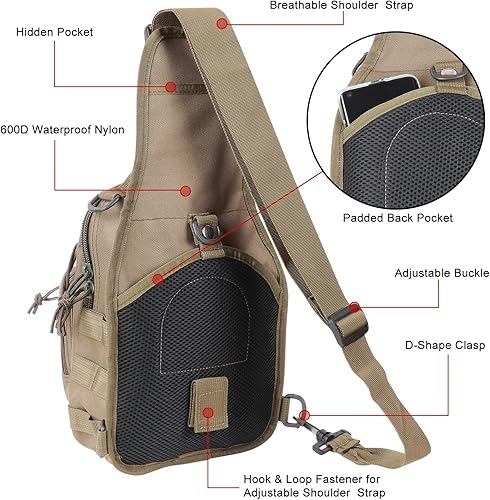 Miniatura 3 de Qcute - Mochila táctica militar con sistema Molle, bandolera impermeable para uso diario al aire libre