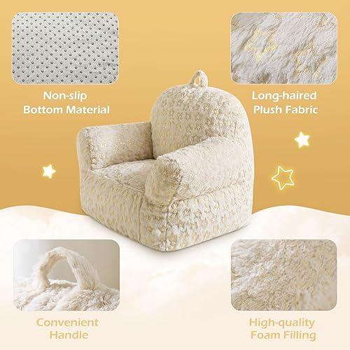 Miniatura 4 de fond + found Silla para niños, sofá de felpa, sillón para niños, sofá para niños, sofá ligero para niños, estrellas estampadas con papel de