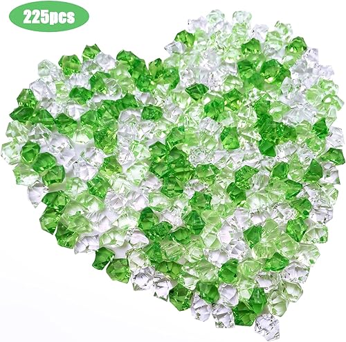 Miniatura 4 de LYFJXX 225 piezas de cubos de hielo falso triturado, piedras de hielo de acrílico transparente con diamantes falsos de colores surtidos, cubos de