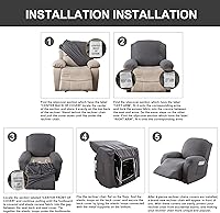 Vista 7 de Genina Funda para Silla Reclinable, Fundas Elásticas para Sillas Reclinables, Fundas para Sofá Reclinable de Rayas de Jacquard, Fundas Protectoras