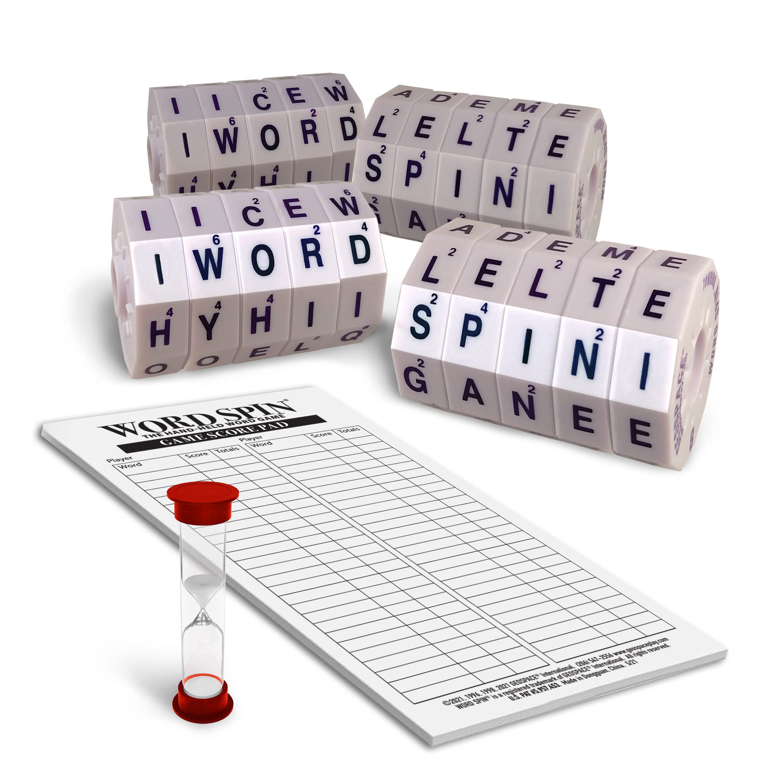 Geospace Word Spin Deluxe Family Edition for Adults and Kids - The Original  Award Winning Magnetic Word Game with 20 Magnetic Spin Wheels, Timer 