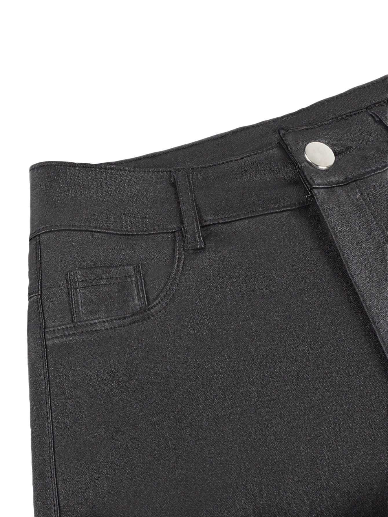 GORGLITTER Pantalones cortos para mujer, elegantes, pantalones cortos con bolsillos, cintura alta, pantalones cortos de fiesta, pantalones cortos de cuero, pantalones cortos con cremallera, traje de