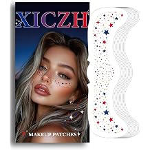 XICZH Face Glitter, 4th of July Temporary Face Tattoos, Face Body Glitter Makeup Patches for Women, Independence Day USA Patriotic Party Rave Accessories Red& Blue
