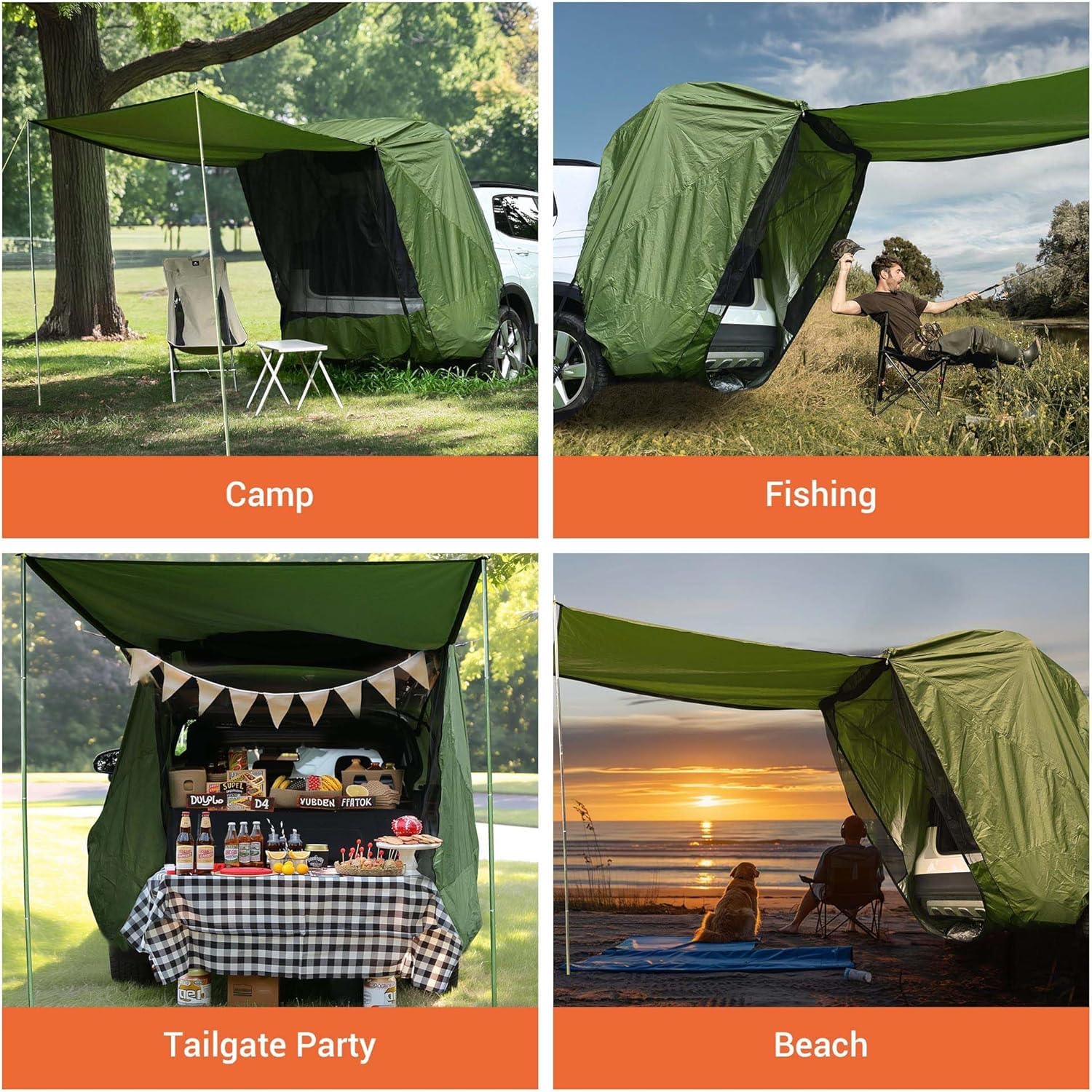 Tienda Trasera de Gran Capacidad para MPV - Toldo Campaña Impermeable con Barra de Soporte Integrada - Compatible con Adaptado a Peugeot Partner, Citroën Berlingo, Ford Tourneo