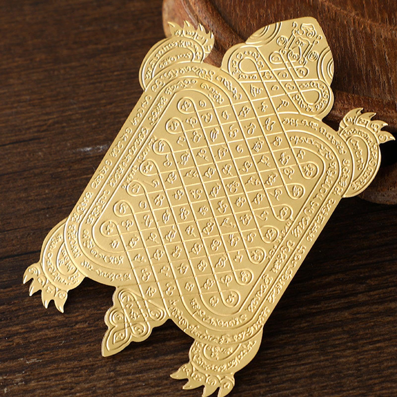 Amulette tortue thaïlandaise authentique - Breloque sacrée Phaya Tao Ruen - Symbole bouddhiste de prospérité, de santé et de succès - Talisman tortue en laiton fait à la main