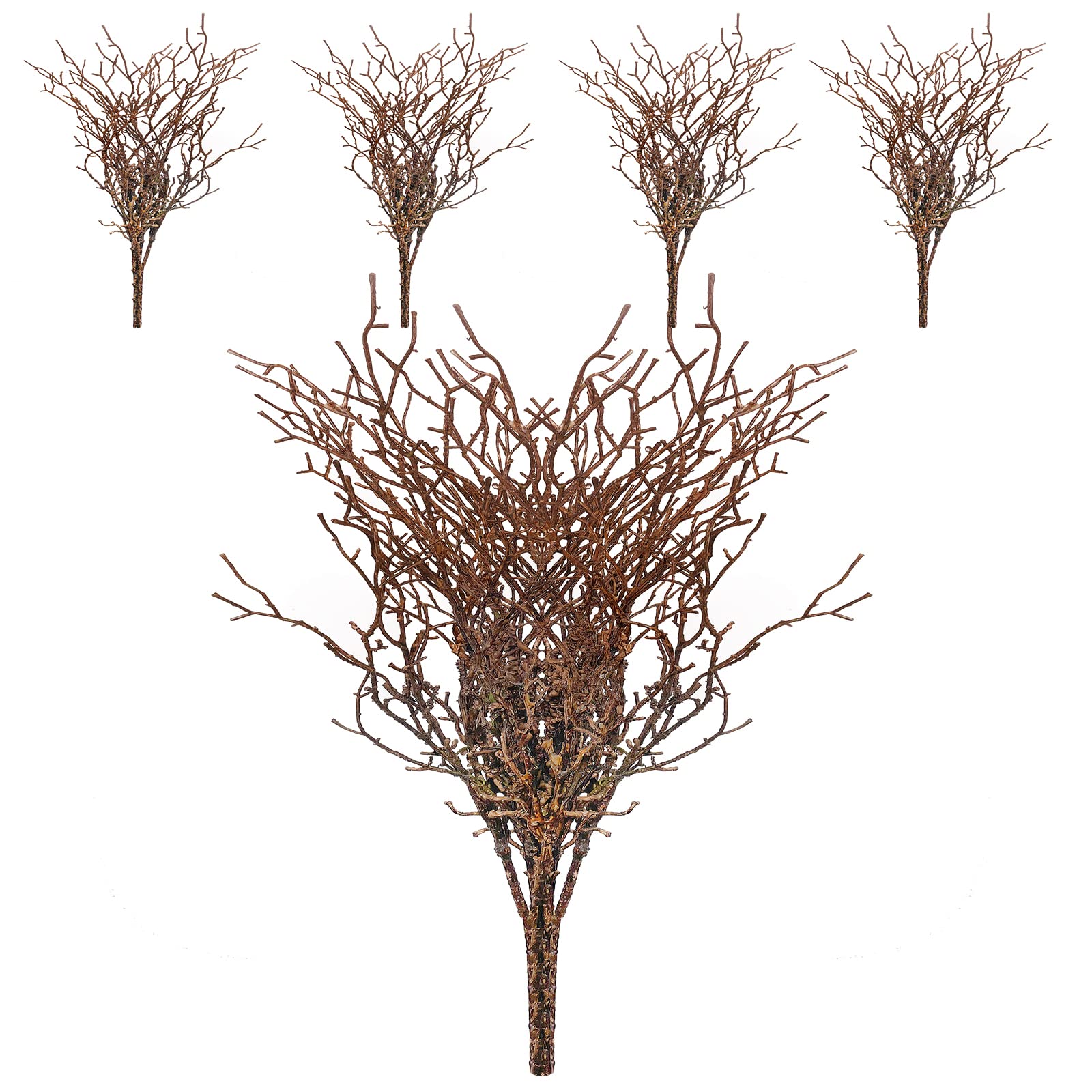 JIFTOK Artificial Antler Dried Tree Branches，15pc Plastic Manzanita Branches, Decorative Plant Twigs Dry Branch Decor for Wedding Table Decoration Halloween Party Home Supplies（Brown）