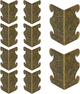 uxcell 10 Pcs Baseboard Corner Protectors, Decorative Vintage Metal Edge Cover Skirting Board Wall Corner Protector for Wood Furniture Table Cabinet Drawer, Bronze
