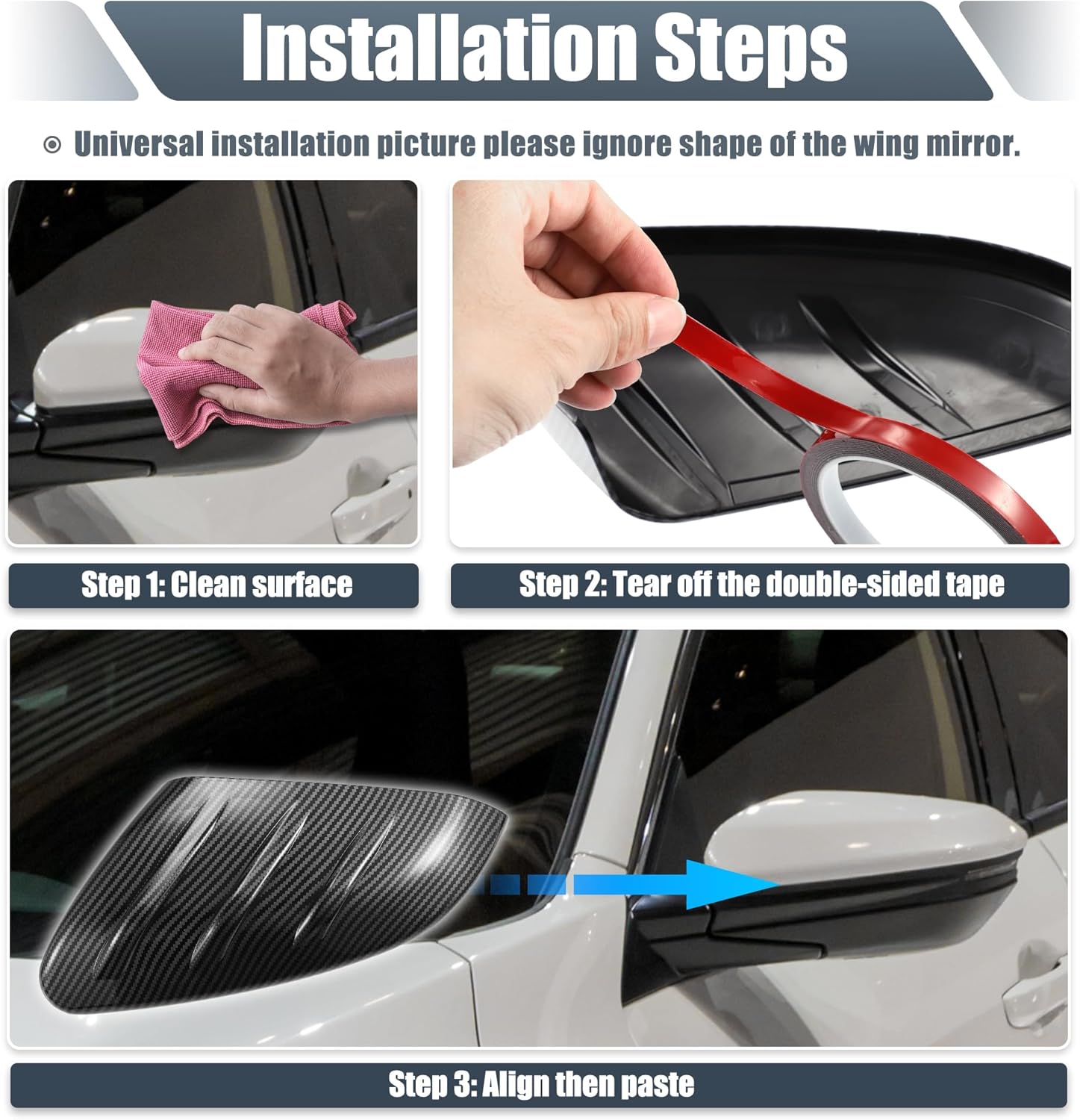 X AUTOHAUX 1 Pair Car Rear View Driver Passenger Side Mirror Cover Cap Overlay Black Carbon Fiber Pattern for Honda Civic 9th Gen 2012-2015 for Models with Turn Signal Light