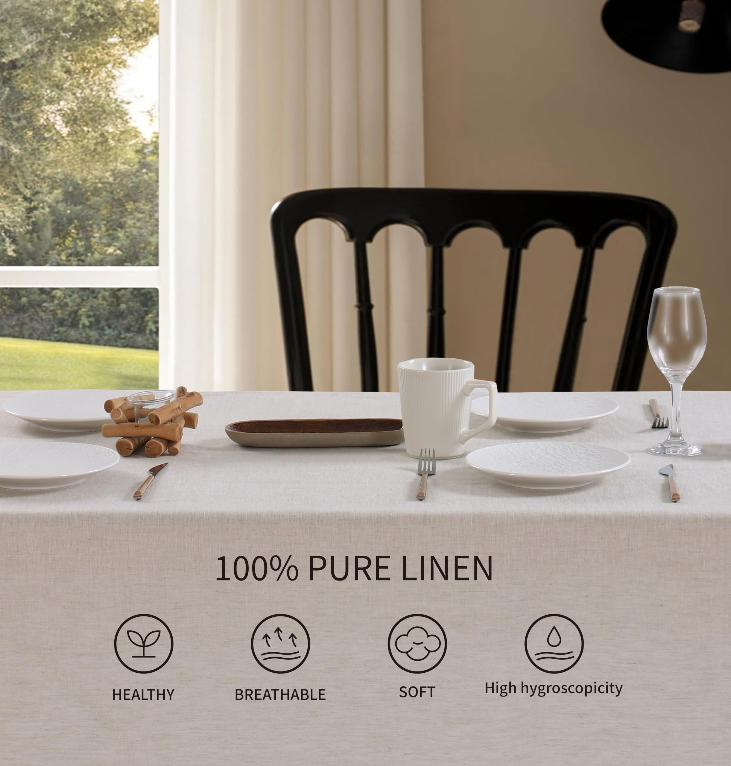 Amazon.com: AORISSI 100% French Flax Linen Tablecloths Scalloped