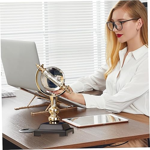 Miniatura 4 de Gcroet Globo del mundo con soporte de esfera de cristal, decoración de escritorio de lujo, bola de cristal de 11 pulgadas para oficina y hogar