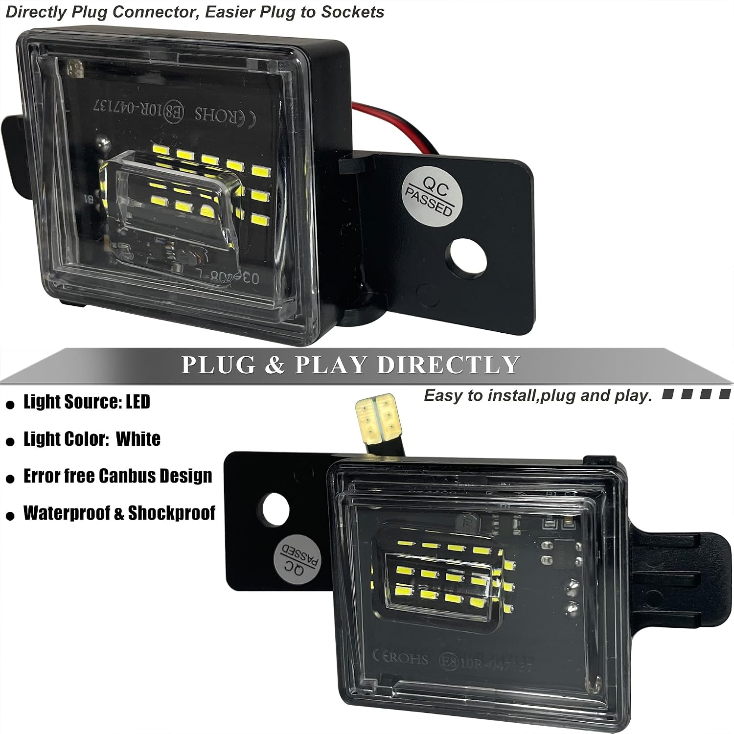LED License Plate Lights for 2014-2024 Chevy Colorado Silverado 1500 LD LTD 2500 3500 2500HD 3500HD 6000K White LED Rear Number Plates Light Lamps Assembly 23251664 23251665