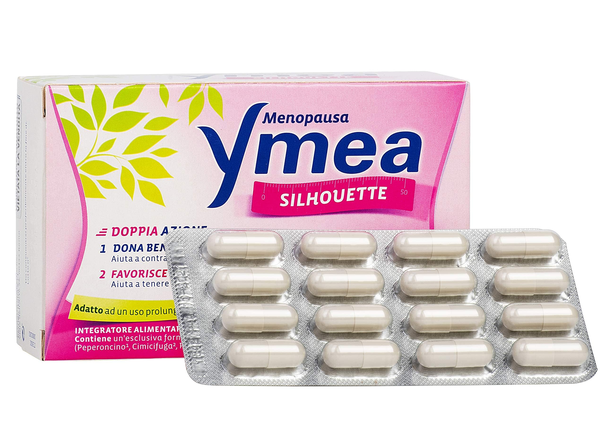 Ymea Silhouette Esperto della Menopausa, Integratore Alimentare, Favorisce l'Equilibrio del Peso Corporeo, 64 Capsule